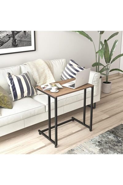 Generic Season STORY Venice C-Shaped Side Table with Wheels, 23.6 x 15.7 x 25.5 in
