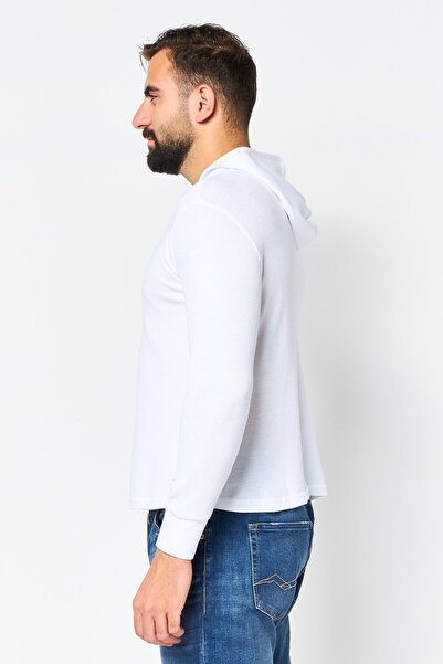 Kangol Men Textured Long Sleeve Hoodie, White