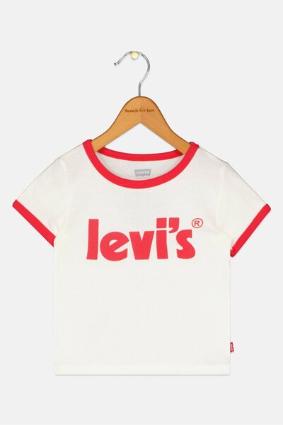 Levi's Toddlers Girl Crew Neck Short Sleeve Brand Logo T-Shirt, White