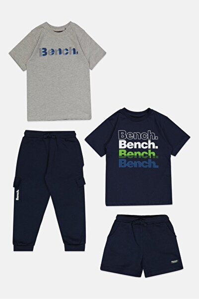 BENCH Kids Boy 4 Pcs Short Sleeve Graphic Print Tops And Bottom Set, Multicolor