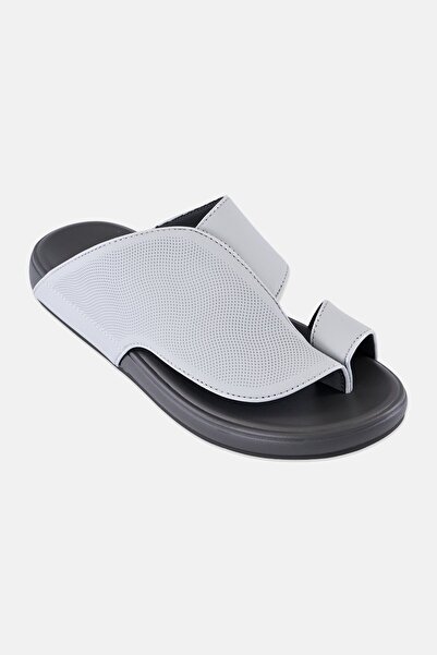 Algspar Men Slip On Arabic Sandals, Light Grey