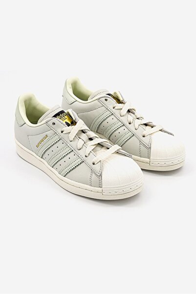 adidas Kids Boy Lace Up Superstar Sneakers, Grey and Mint and White