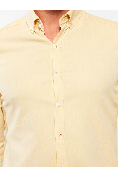 LC Waikiki Yellow Slim Fit Long Sleeve Oxford Men's Shirt