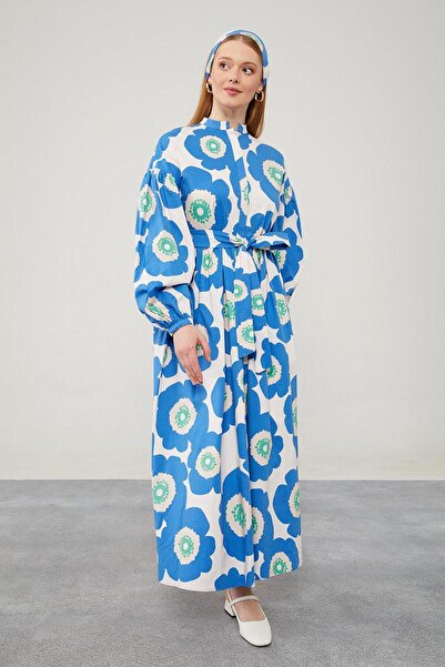 Levidor Φόρεμα με μοτίβο λουλουδιών με μπαντάνα μπλε κοβαλτίου
