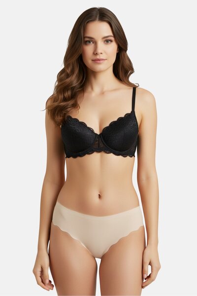 Bebe Women 3 Pieces Solid Cut Lace Briefs, Multicolor