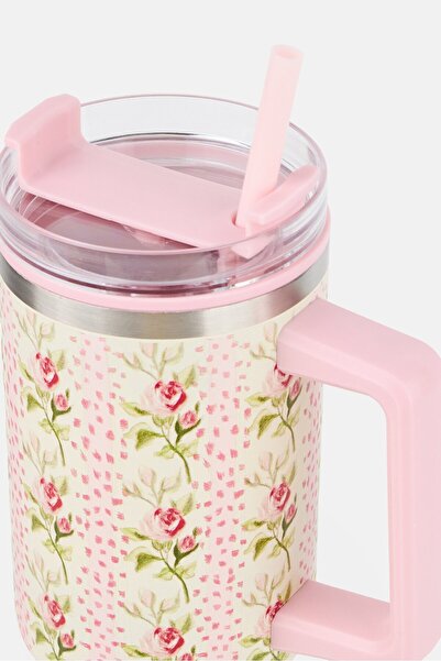 Orly Maison Floral Stainless Tumbler With Handle, Multicolor