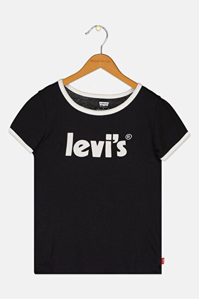 Levi's Kids Girl Brand Logo Short Sleeve T-Shirt, Black