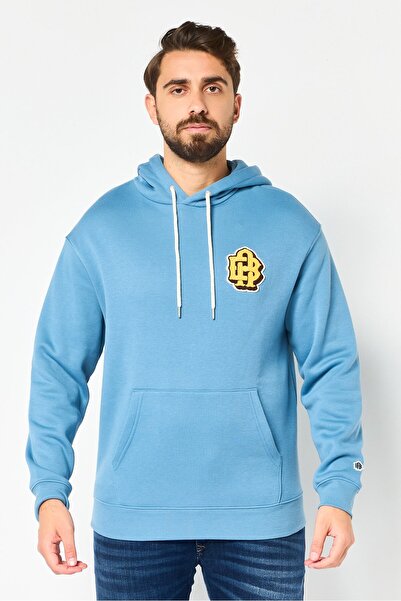 Giordano Advance Bravely X Men Embroidered Logo Long Sleeve Hoodie, Surf Blue