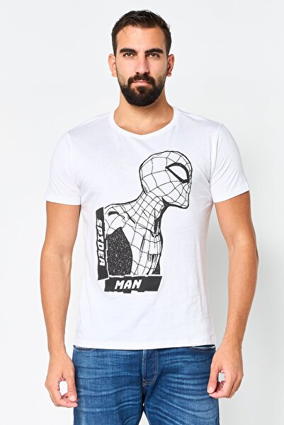 DIFUZED x Marvel Men Crew Neck Short Sleeve Spider Man T-Shirt, White