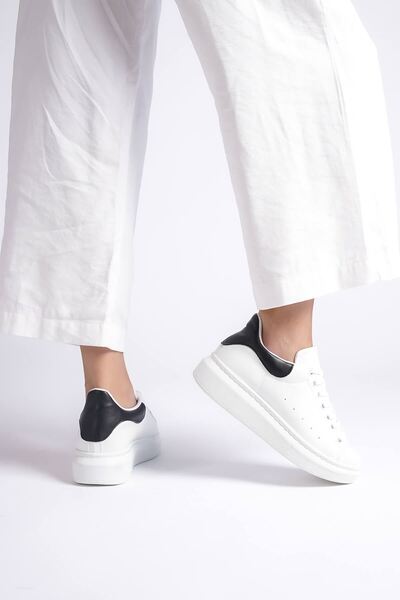 TRENDELLA Samira White Sneakers with Black Detail