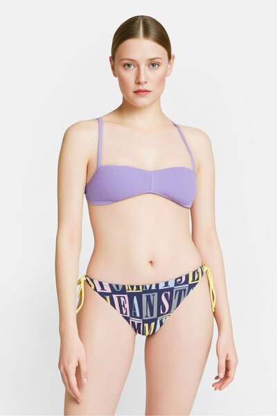 Tommy Hilfiger Women High Leg Allover Print Bikini Bottom, Multicolor