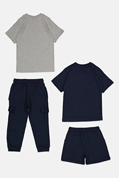 BENCH Kids Boy 4 Pcs Short Sleeve Graphic Print Tops And Bottom Set, Multicolor