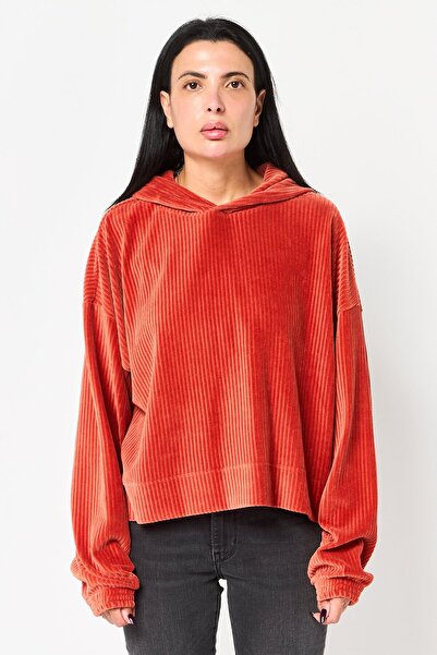 aerie Women Corduroy Long Sleeve Hoodie, Rust