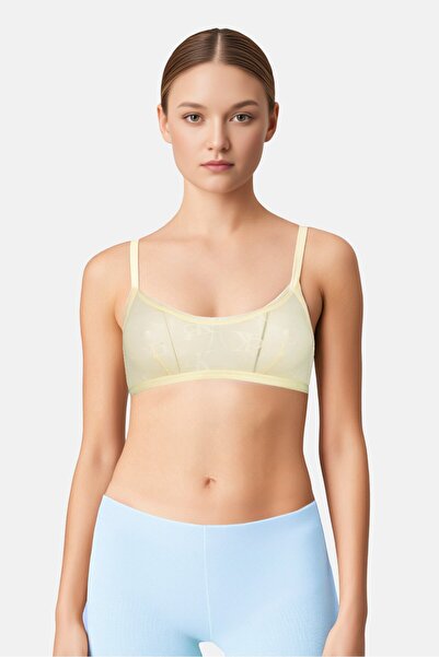 Calvin Klein Women Brand Logo Non Padded Mesh Bralette, Lemon Yellow