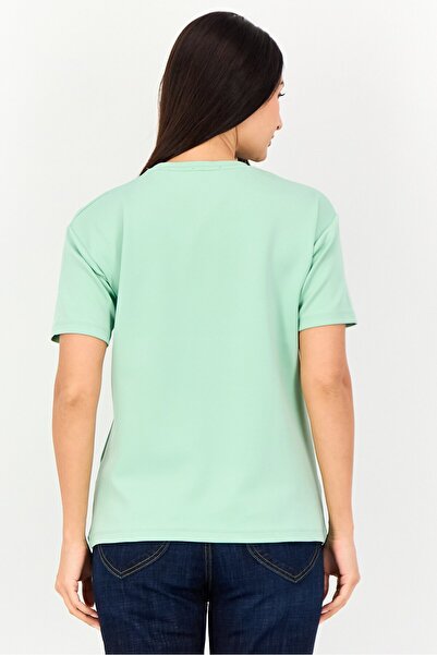 JDY Women Crew Neck Short Sleeve Brand Logo T-Shirt, Mint Green