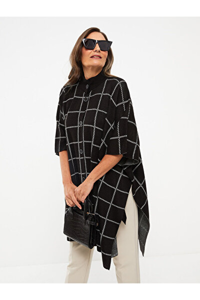 LC Waikiki Özmarka New Season Mock Neck Patterned Women's Poncho