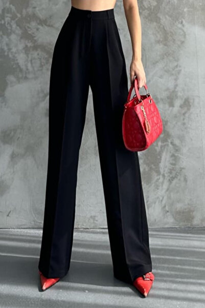 Balenbi Women's Pleated High Waist Wide Leg Stretch Fabric Palazzo Pants 1139