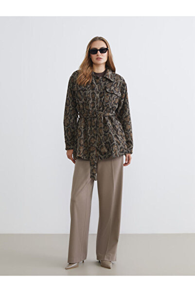 LC Waikiki Patterned Women's Cashmere Shirt Jacket