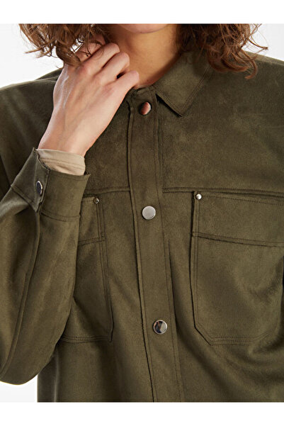 LC Waikiki Shirt Collar Women's Suede Look Jacket