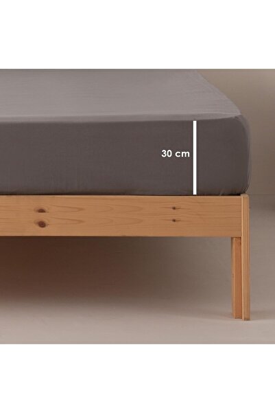 OEM Fitted sheet, 200x200x30 cm, 100% cotton, breathable, dark grey