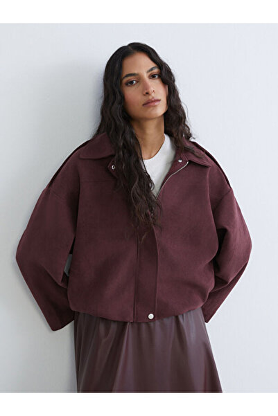 LC Waikiki Shirt Collar Women's Suede Look Jacket