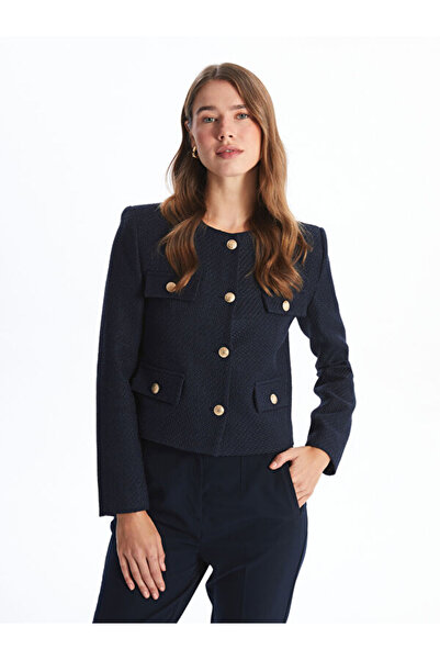 LC Waikiki Дамско сако от туид с кръгло деколте