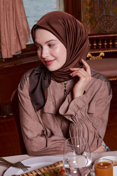 Levidor Dark Brown Double Sided Twill Silk Scarf