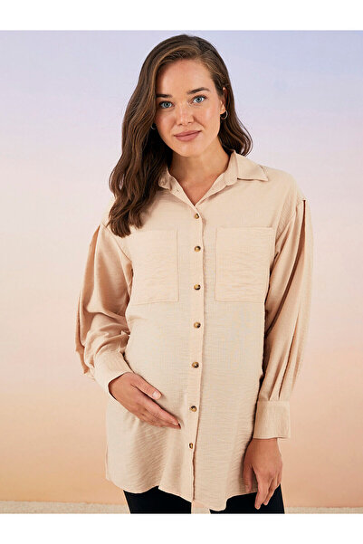 LC Waikiki Nevavm Farkıyla Lcwaikiki Maternity Beige Plain Tunic