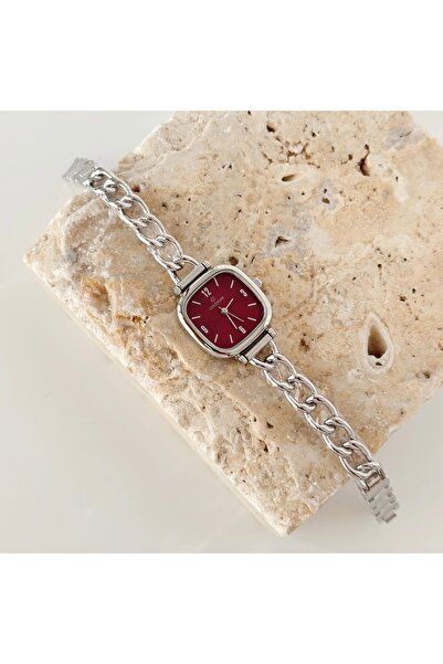 Vesce Atelier Corrente Silver Watch Burgundy