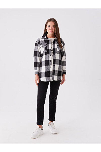 LC Waikiki Plaid Long Sleeve Maternity Lumberjack Shirt Jacket