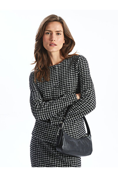 LC Waikiki Crew Neck Plaid Women's Tweed Jacket
