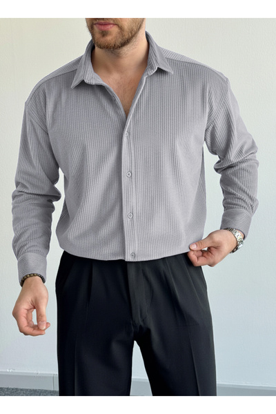 viperkombin Fitilli Kadife Gömlek Tok Yapılı Regular Kalıp Uzun Kollu