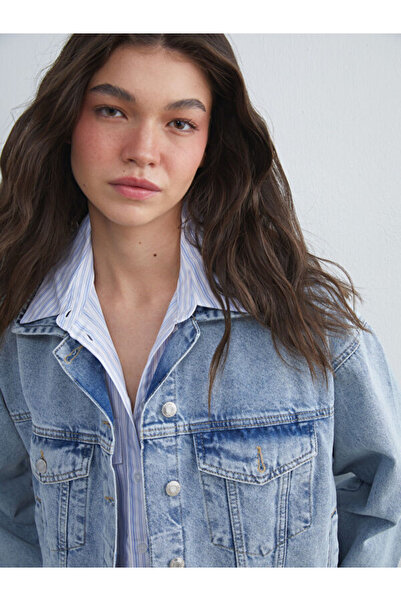 LC Waikiki Shirt Collar Women's Jean Jacket