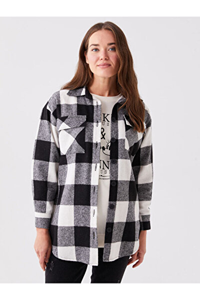 LC Waikiki Plaid Long Sleeve Maternity Lumberjack Shirt Jacket