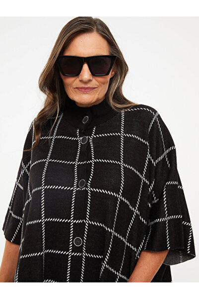 LC Waikiki Özmarka New Season Mock Neck Patterned Women's Poncho