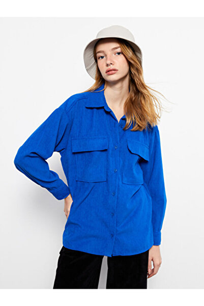 LC Waikiki Jachetă de cămașă supradimensionată din catifea cu mânecă lungă simplă