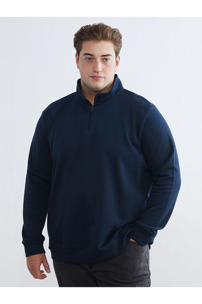 LC Waikiki Rmz Gi̇yi̇m Farkiyla Large Size Stand Collar Men's Sweatshirt