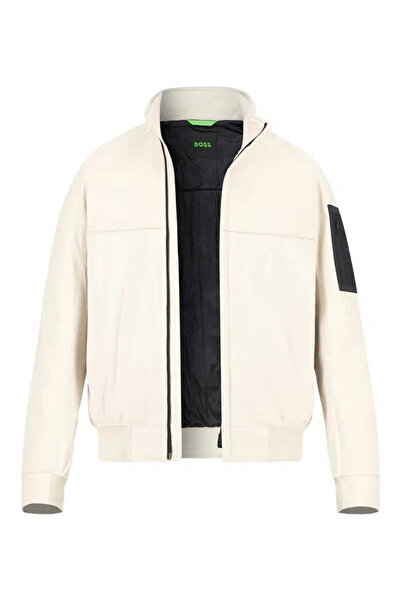 BOSS Erkek Regular Fit Kolu Cep Detaylı Dik Yaka Fermuarlı Bej Ceket 50547739-131