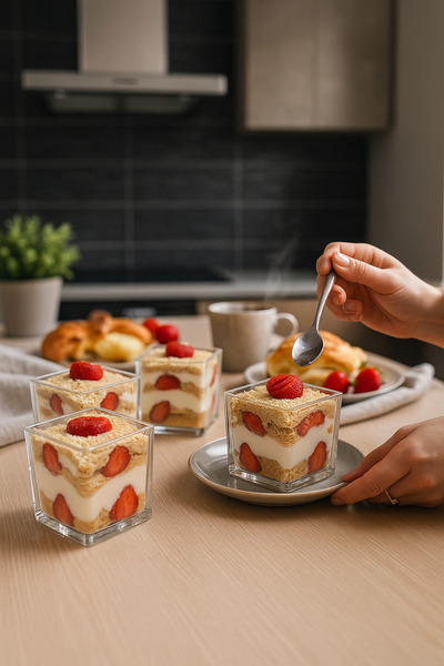 Kezze 2'li Cam Magnolia Kase Seti-Şık Sunumlar İçin Tatlı Puding ve Dondurma ...