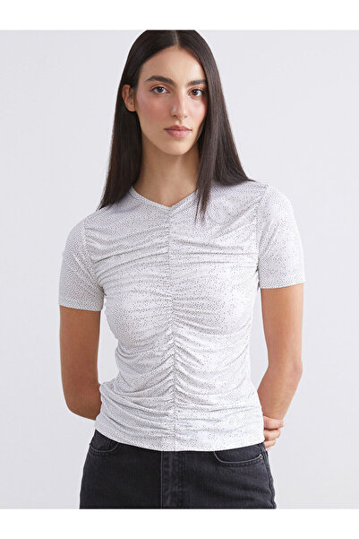 LC Waikiki Bluză cu decolteu în V și șnururi Özmarka, colecția nouă