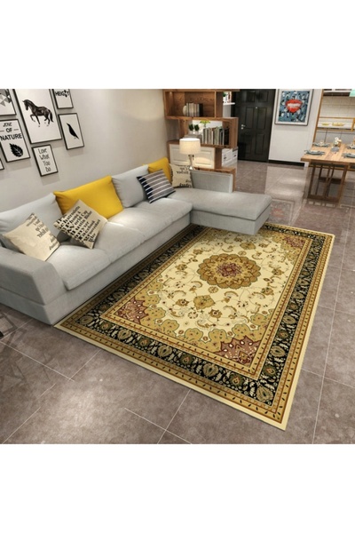 HALAMODO Yellow, Beige, Black 140x200x0.6cm Polypropylene Floor Carpet