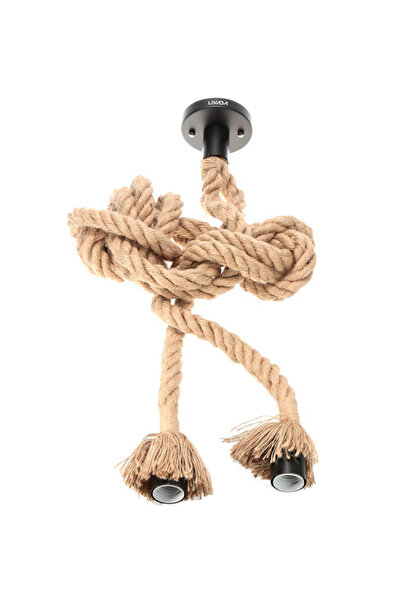 HALAMODO Beige/Black Double Head Rope Pendant Light with 100cm Length