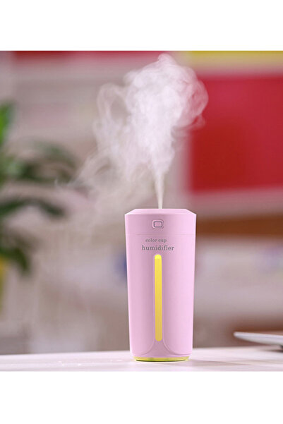 HALAMODO Pink Ultrasonic Air Humidifier with Changing Lights - 7x7x15cm