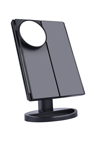 HALAMODO مرآة مكياج LED تعمل باللمس، لون أسود، 30×20 سم