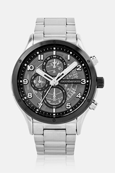 Roccobarocco Men RB5327M-03M Stainless Steel Analog Watch 40mm, Silver