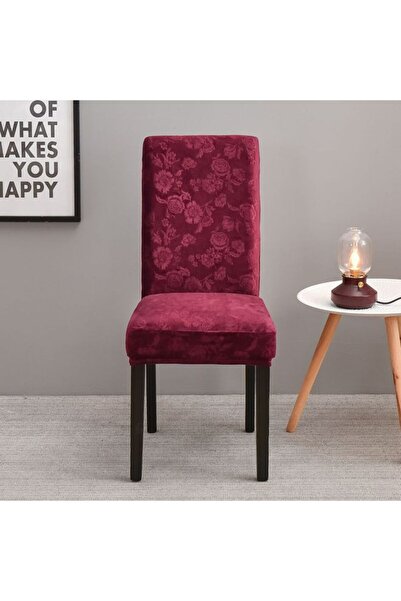 HALAMODO Red Embossed Stretch Chair Cover Set of 6, Dimensions 38x38x45cm