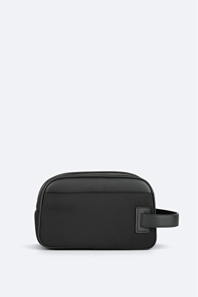 Avva Men's Black Double Zipper Handbag A52Y9104