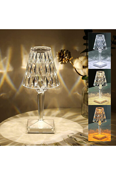 HALAMODO مصباح طاولة كريستالي حديث شفاف مقاس 26 سم