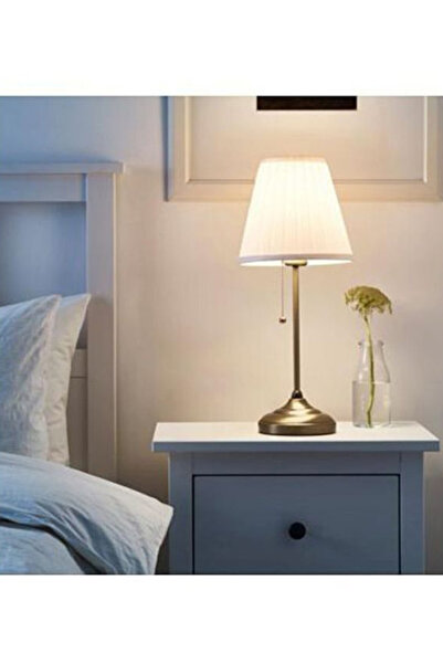 HALAMODO مصباح طاولة دائري أبيض وذهبي - 55 × 22 × 15 سم