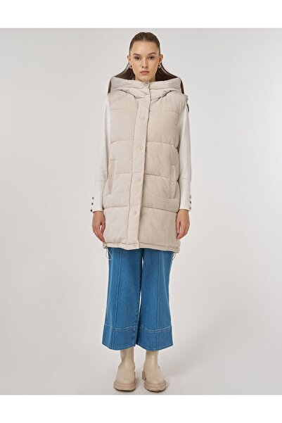 Kayra Velvet Paneled Inflatable Vest Stone